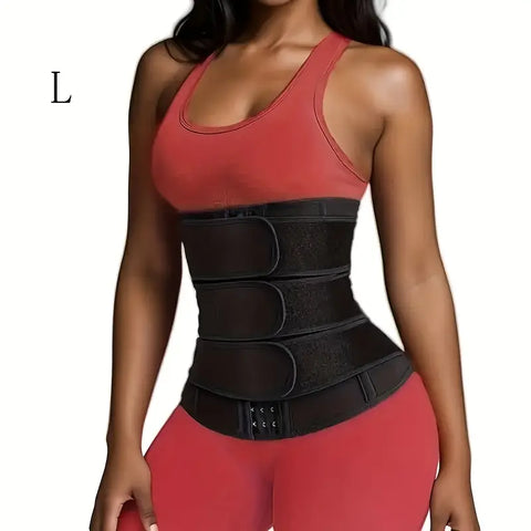 Everyday Comfort Adjustable Triple-Row Buckle Waist Trainer Belt – Black