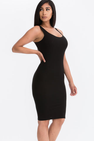 Ribbed Back Slit Bodycon Dress