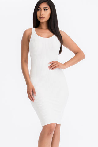 Ribbed Back Slit Bodycon Dress