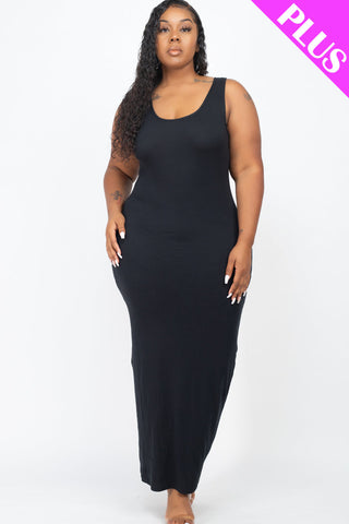 Plus Size Solid Basic Maxi Dress