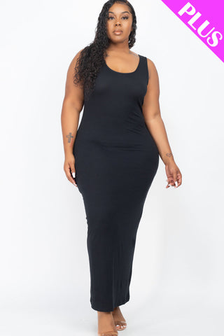 Plus Size Solid Basic Maxi Dress