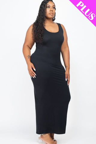 Plus Size Solid Basic Maxi Dress