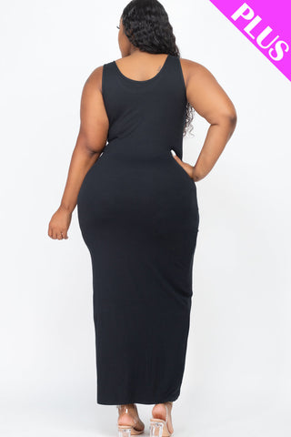 Plus Size Solid Basic Maxi Dress