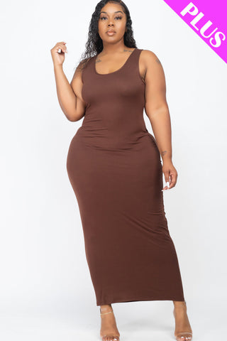 Plus Size Solid Basic Maxi Dress