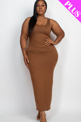 Plus Size Solid Basic Maxi Dress