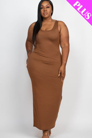 Plus Size Solid Basic Maxi Dress