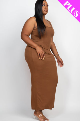 Plus Size Solid Basic Maxi Dress