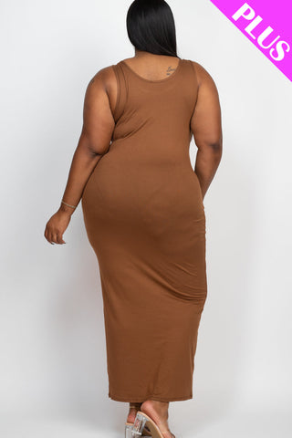 Plus Size Solid Basic Maxi Dress