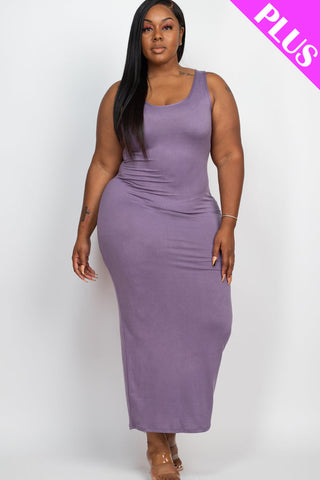 Plus Size Solid Basic Maxi Dress