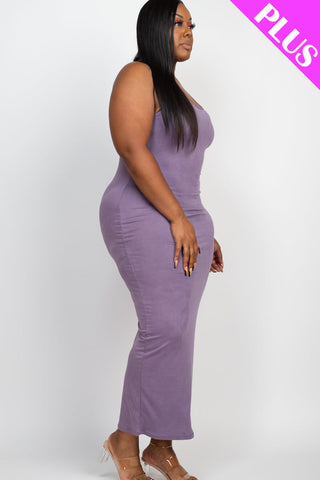 Plus Size Solid Basic Maxi Dress