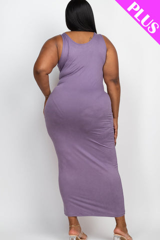 Plus Size Solid Basic Maxi Dress