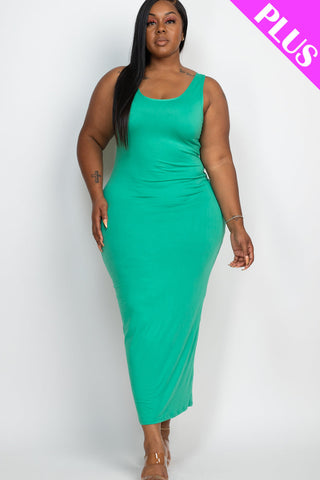 Plus Size Solid Basic Maxi Dress