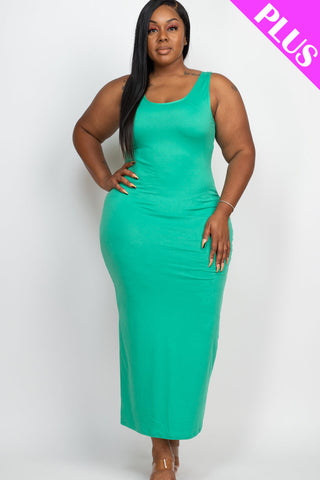 Plus Size Solid Basic Maxi Dress