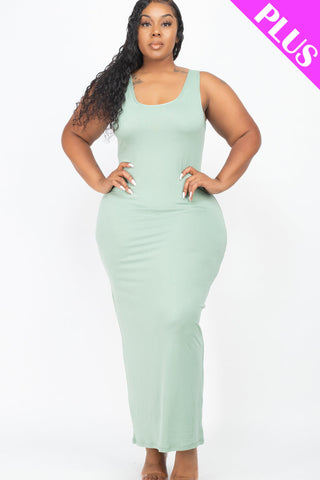 Plus Size Solid Basic Maxi Dress