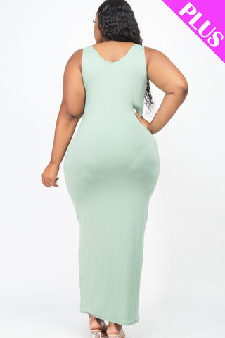 Plus Size Solid Basic Maxi Dress