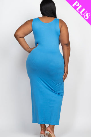 Plus Size Solid Basic Maxi Dress