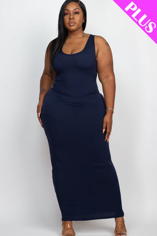 Plus Size Solid Basic Maxi Dress