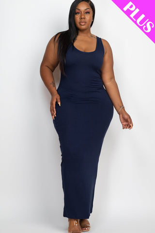 Plus Size Solid Basic Maxi Dress