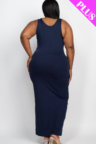 Plus Size Solid Basic Maxi Dress