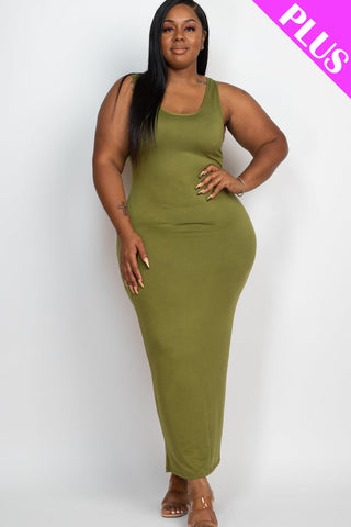 Plus Size Solid Basic Maxi Dress