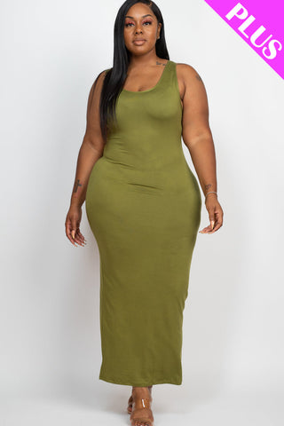 Plus Size Solid Basic Maxi Dress