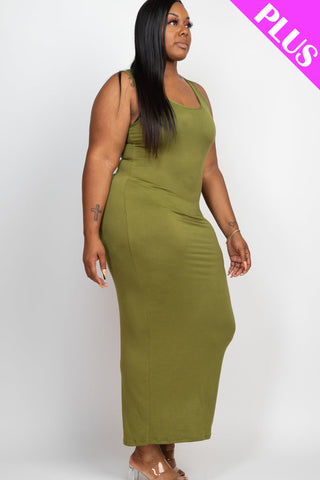 Plus Size Solid Basic Maxi Dress