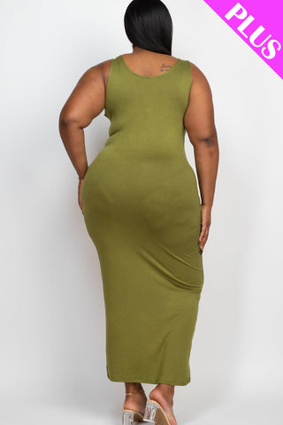 Plus Size Solid Basic Maxi Dress