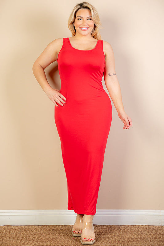 Plus Size Solid Basic Maxi Dress