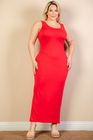 Plus Size Solid Basic Maxi Dress