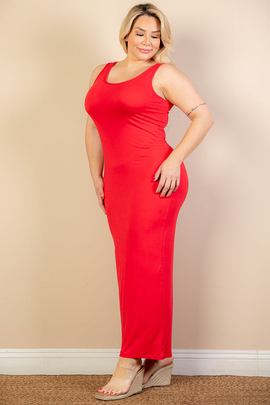 Plus Size Solid Basic Maxi Dress