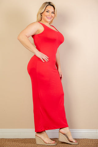 Plus Size Solid Basic Maxi Dress