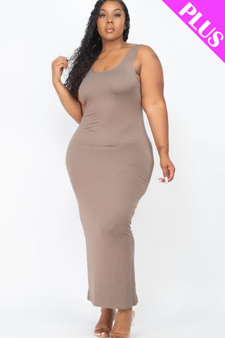 Plus Size Solid Basic Maxi Dress