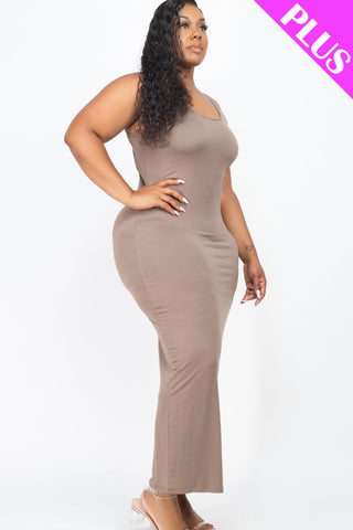 Plus Size Solid Basic Maxi Dress