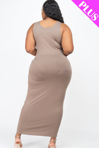 Plus Size Solid Basic Maxi Dress