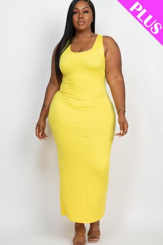 Plus Size Solid Basic Maxi Dress