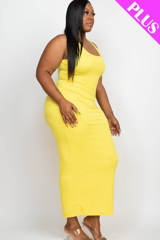 Plus Size Solid Basic Maxi Dress