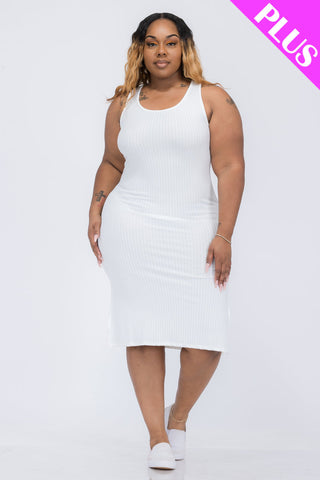 Plus Size Ribbed Side Slit Tank Dress