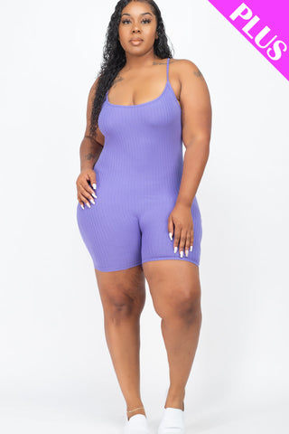 Plus Ribbed Bodycon Romper