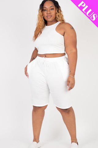 Plus Size French Terry Bermuda Shorts