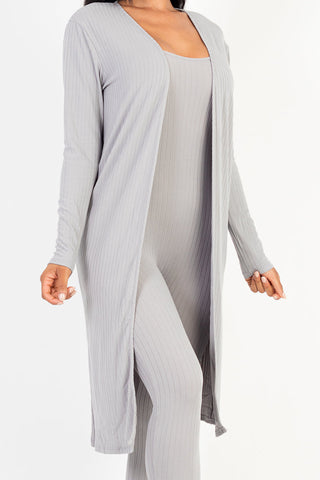 Ribbed Cardigan & Jumpsuit Set