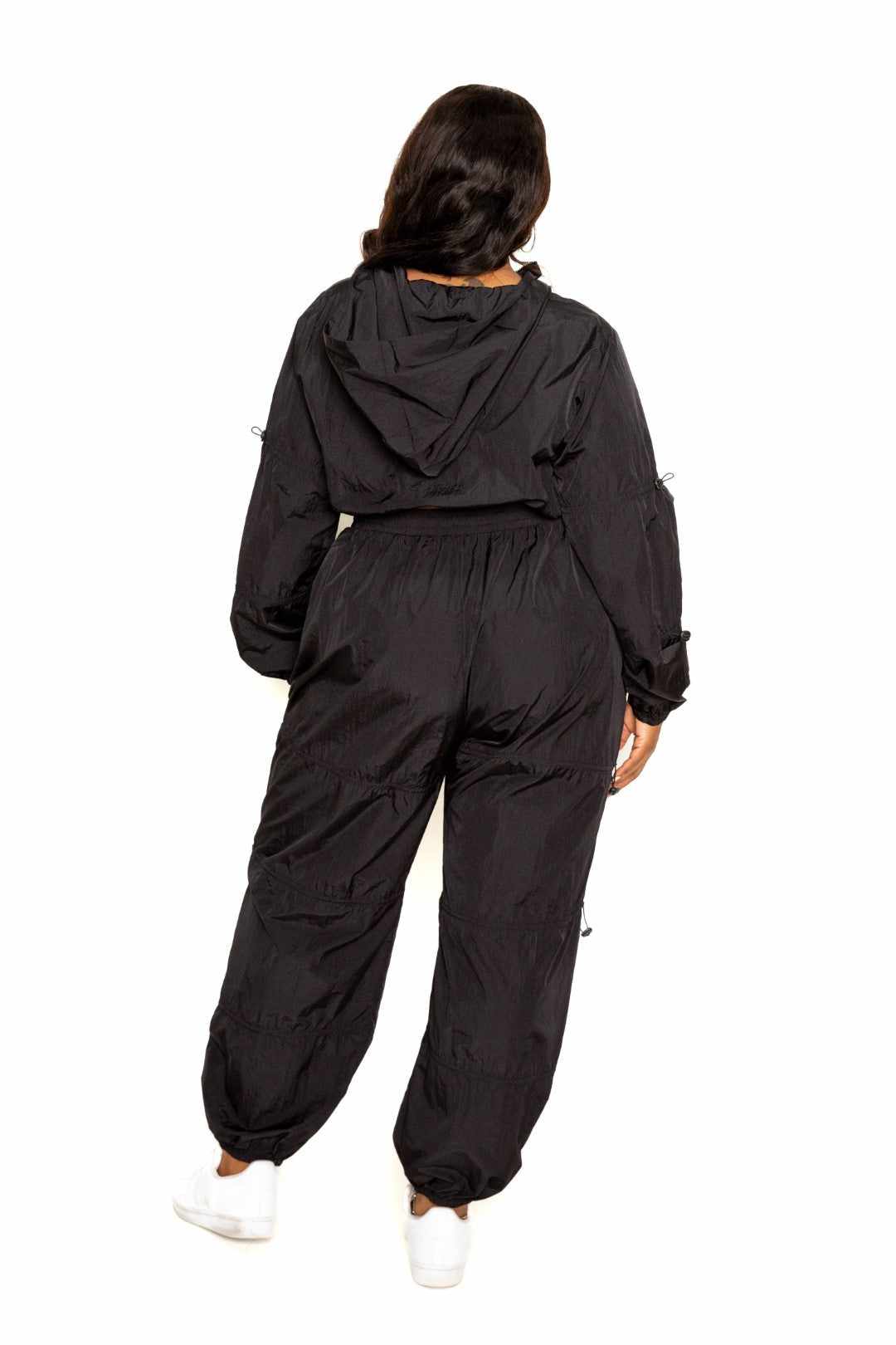 Active Zip Up Set With Cord Lock Detail-Black