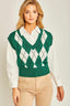 Argyle Print Sweater Vest-Green