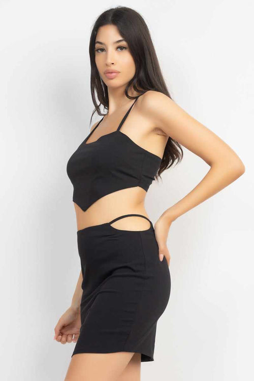 Asymmetrical Cross Back Top & Skirts Set-Outfit Sets-Your Style Fashion