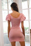 Balloon Sleeve Bodycon Mini Dress-Pink