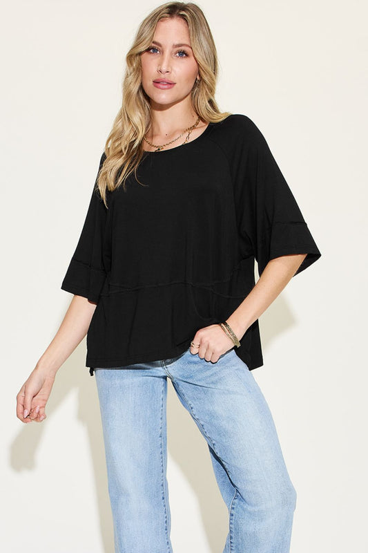 Bamboo Round Neck Exposed Seam T-Shirt | Premium Quality ...