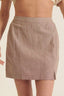 Banded Front Waist Pinstripe Mini Skirt-Chocolate