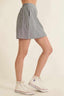 Banded Front Waist Pinstripe Mini Skirt-Denim Blue
