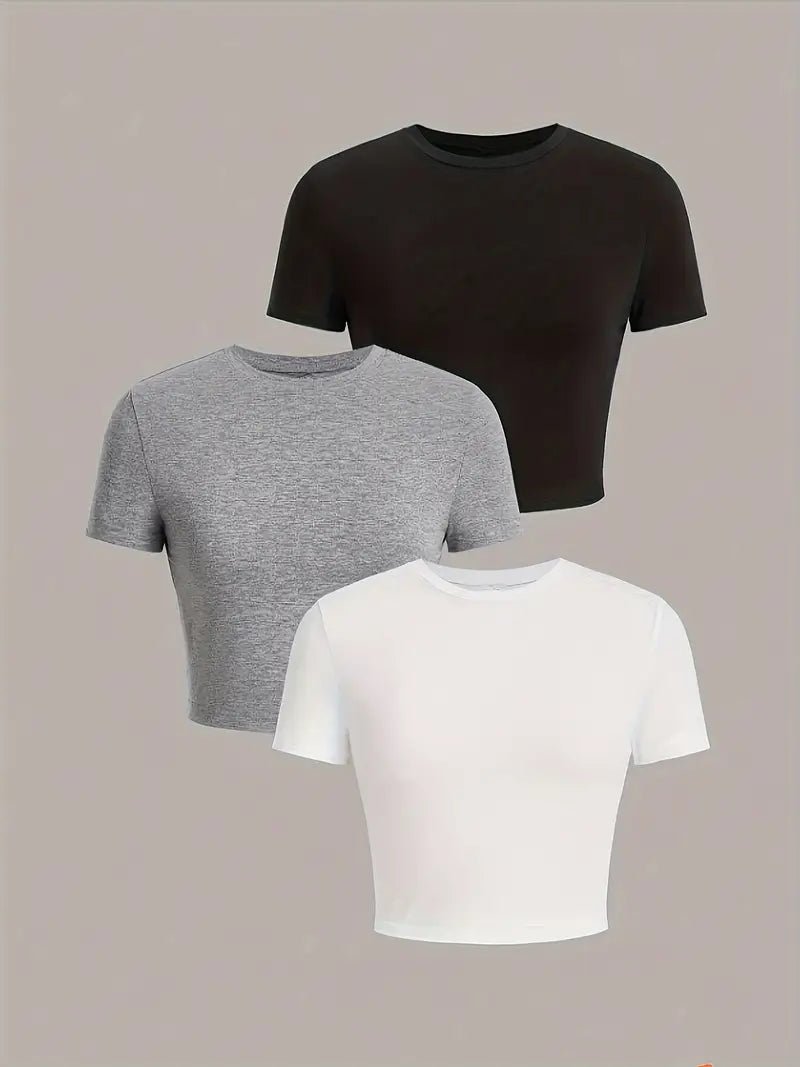 Basic Crop Top | Essential Short Sleeve Fitted Tees