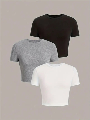 Basic Crop Top | Essential Short Sleeve Fitted Tees