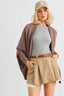 Batwing Sleeve Open Front Cardigan-Cocoa